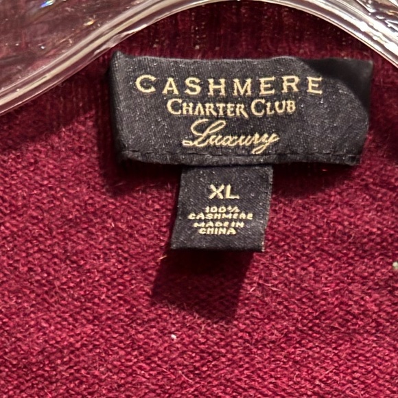 EUC Charter Club by Macy's V-Neck Burgundy Cashmere Sweater SZ XL - Picture 8 of 11